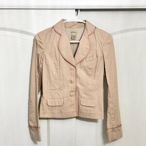 Women's Tan and Pink Pinstripe Blazer Jacket by Elevenses from Anthropologie, 0